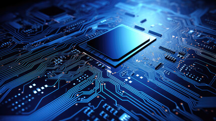 Wall Mural - tech science background. motherboard digital chip. integrated communication processor., generative a