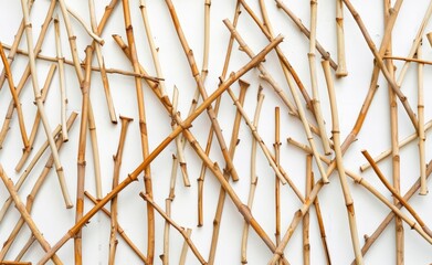 Wall Mural -  Natural Bamboo Sticks Arrangement for Home Decor