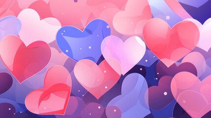 Wall Mural - hearts abstract background, happy valentines day love themed illustration, generative ai