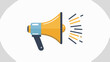 © Hogr - A stylized illustration of a megaphone. The megaphone is predominantly yellow with a blue handle. It emits rays or lines emanating from its side, suggesting it's in use or making an announcement.