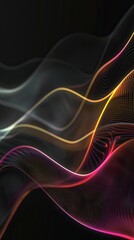 Canvas Print - A beautiful abstraction showcasing flowing waves of neon colors, demonstrating dynamic movement and creating a mesmerizing visual aesthetic.