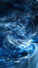 Poster - This captivating image illustrates swirling patterns in shades of blue and white, evoking a fluid, dynamic, and dreamlike atmosphere of movement and depth.