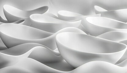  Abstract Art: White 3D Paper Sculptures