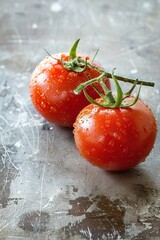 Wall Mural - Two Red Tomatoes on a Rustic Background