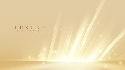 Wall Mural - Elegant golden merchandise display background decorated with sparkle and bokeh effects.