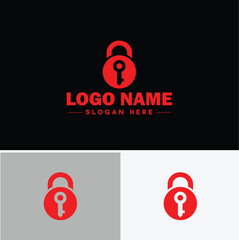 lock and key icon Padlock Bolt Deadbolt flat logo sign symbol editable vector