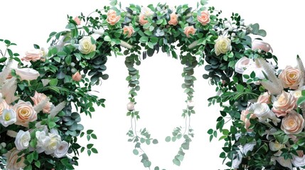 Wall Mural - A beautiful wedding arch decorated with flowers and greenery, ideal for use in wedding photography or as a background element