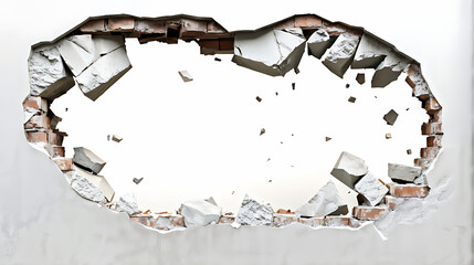 Wall Mural -  Hole breaking through white wall, cut out 