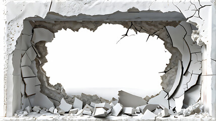 Wall Mural -  Hole breaking through white wall, cut out 