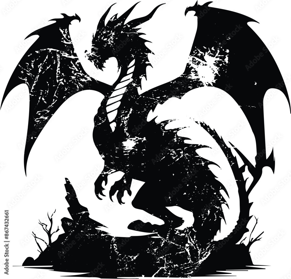 Majestic Dragon – Fantasy Art Print" Stock Vector | Adobe Stock