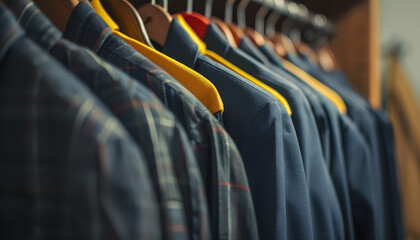 A rack of clothes with a variety of colors including red, yellow, green
