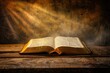 © Ева Поликарпова - A single open book lying on a wooden table with no one around