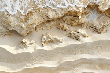 Wall Mural - A close-up view of a beach with rocks and water, great for travel or nature photography