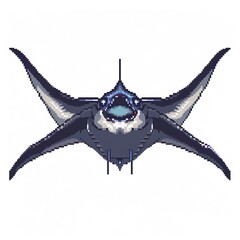 Wall Mural - Manta Ray 8-bit cartoon isolated whitebackground 