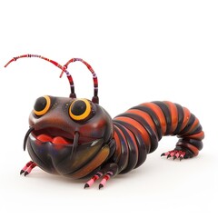 Wall Mural - Millipede 3D cartoon isolated whitebackground 