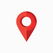© Hogr - A red location pin icon. The pin is designed with a rounded top, resembling a location marker, and a pointed bottom, indicating direction. It is set against a white background