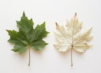  Two Seasonal Maple Leaves: Fresh and Dried