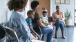 © Felippe Lopes - A diverse group waiting patiently in a medical clinic's waiting room.