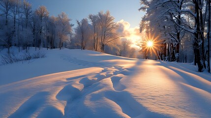 Poster - winter landscape with snow