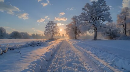 Poster - winter landscape with snow