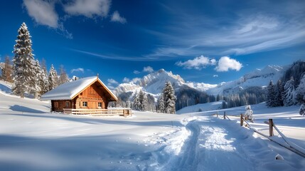 Poster - winter landscape with snow