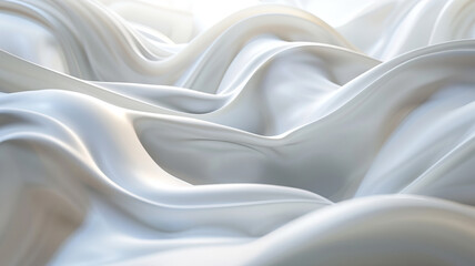 Wall Mural - abstract background of shiny white silk fabric waves