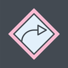 Canvas Print - Right Turn Vector Icon