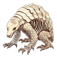 Wall Mural - Pangolin skeleton cartoon isolated whitebackground 