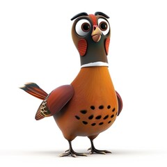 Wall Mural - Pheasant 3D cartoon isolated whitebackground