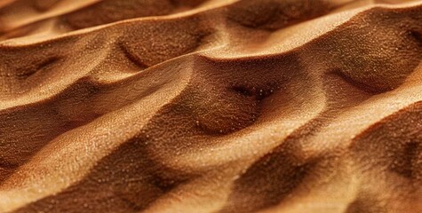 Wall Mural -  Sand Dune Texture: Close-up of Rippled Brown Sand