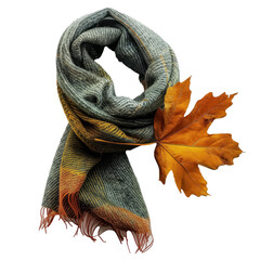 Wall Mural - A scarf with leaves on it is shown on a white background