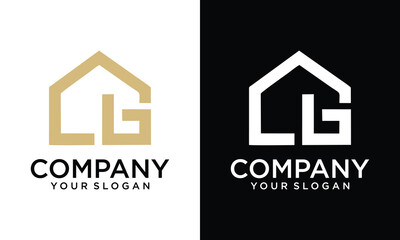 Illustration modern letter LG or GL house logo design