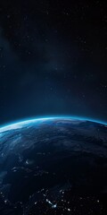 dark poster with space and blue planet. creative design for wallpaper. background, poster.