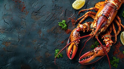Wall Mural - grilled lobster with copy space