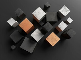 Poster - An abstract composition of floating cubes that can serve as a creative wallpaper or background