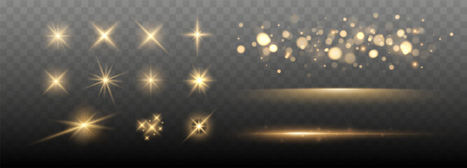 Aufkleber - Set of Shine glowing stars. Vector Golden Sparks isolated.