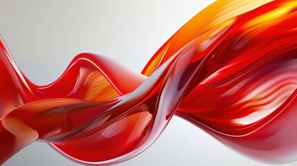 Wall Mural -  Vivid Abstract Art: Flowing Liquid Sculpture with Vibrant Red and Orange Tones.