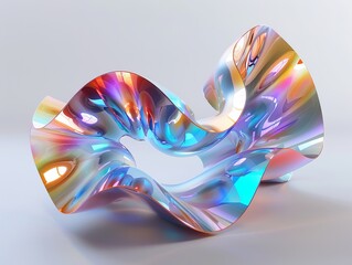 Sticker - A stunning 3D-rendered sculpture with vibrant colors and reflective surfaces, great as an abstract background