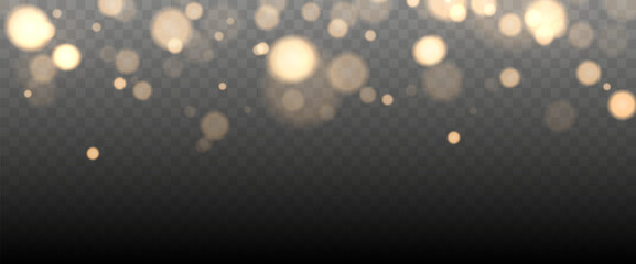 Aufkleber - Gold bokeh lights isolated. Vector background with gold sparkles