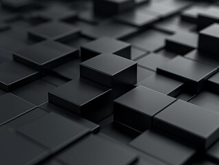 Sticker - A 3D render of black cubes creating an abstract pattern for a modern wallpaper or background