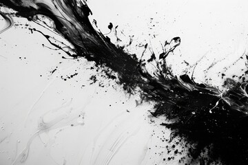Wall Mural -  Abstract Art, Ink and White Background, High Contrast Splatter Style