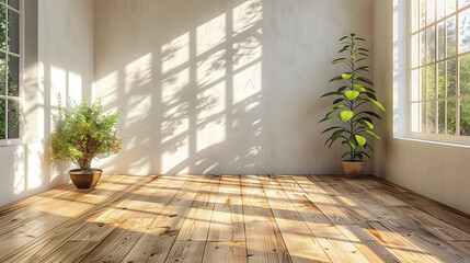 Poster - empty room with a window and plant