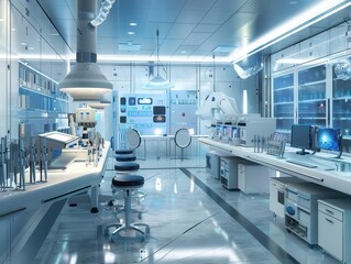 Wall Mural - modern science laboratory hightech research facility with advanced equipment sleek workstations and 