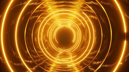 Wall Mural - Radiant Glowing Rings in an Abstract Light Tunnel