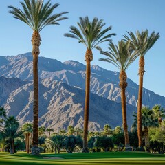 Canvas Print - A scenic image capturing the beauty of palm trees against a rugged mountain, perfect as an abstract, wallpaper, or background best-seller