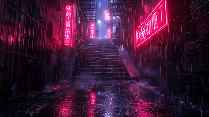 Poster - Neon light in the city night