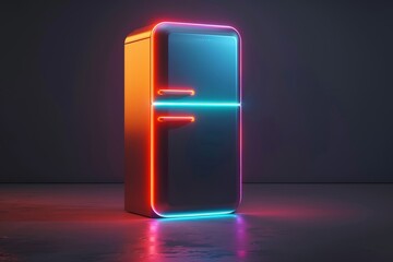 Neon-Lit Modern Refrigerator