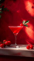 Poster - red cocktail on a table