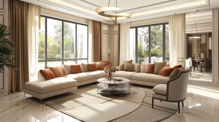 Interior of the living room. 3D illustration.