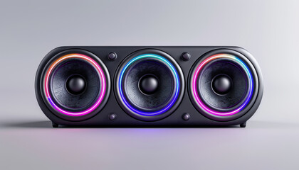 Wall Mural - A speaker with three colorful speakers on it